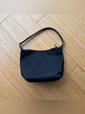 Vintage 90s minimalist Michel Klein nylon faux leather trim shoulder bag